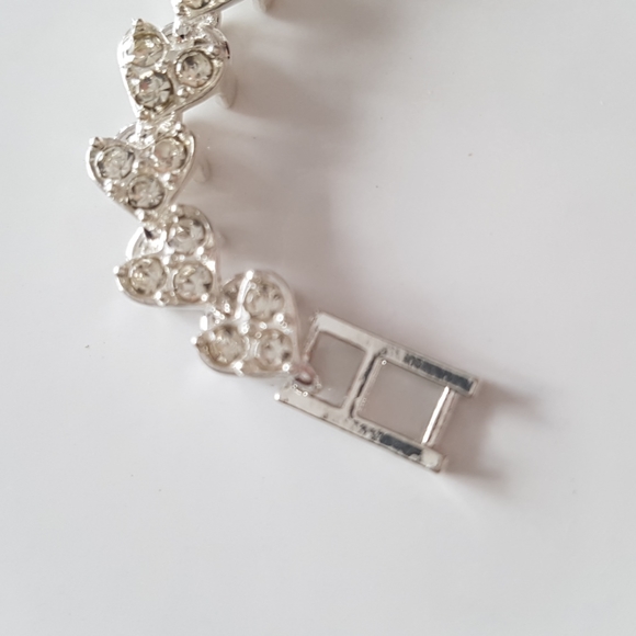 Cristal Silver Hearts Bracelet 7.5 " Inches Length - Picture 6 of 8